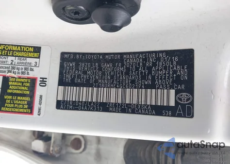 2016 Toyota Corolla S Premium from USA, damaged, VIN 2T1BURHE4GC602174